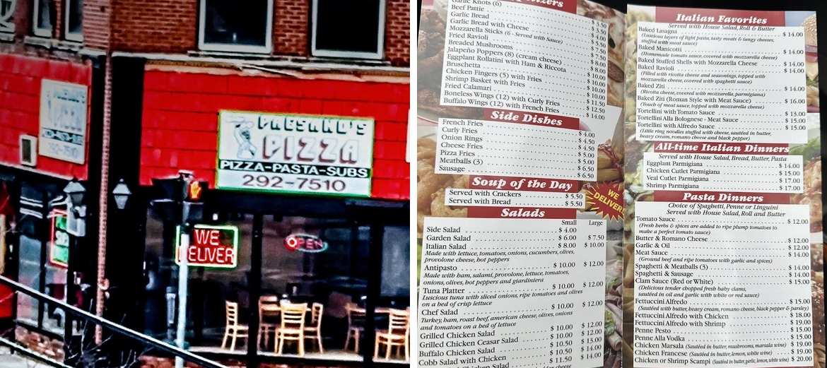 Paesanos Pizzeria Menu